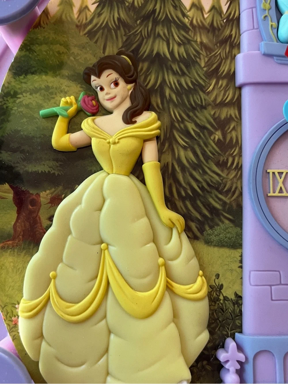 Vintage Disney Princess Clock — Lavender & Pink with sound and movement hourly